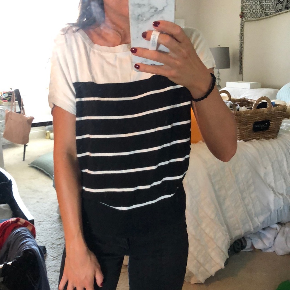 Black and White Stripe Ann Taylor Dress Shirt